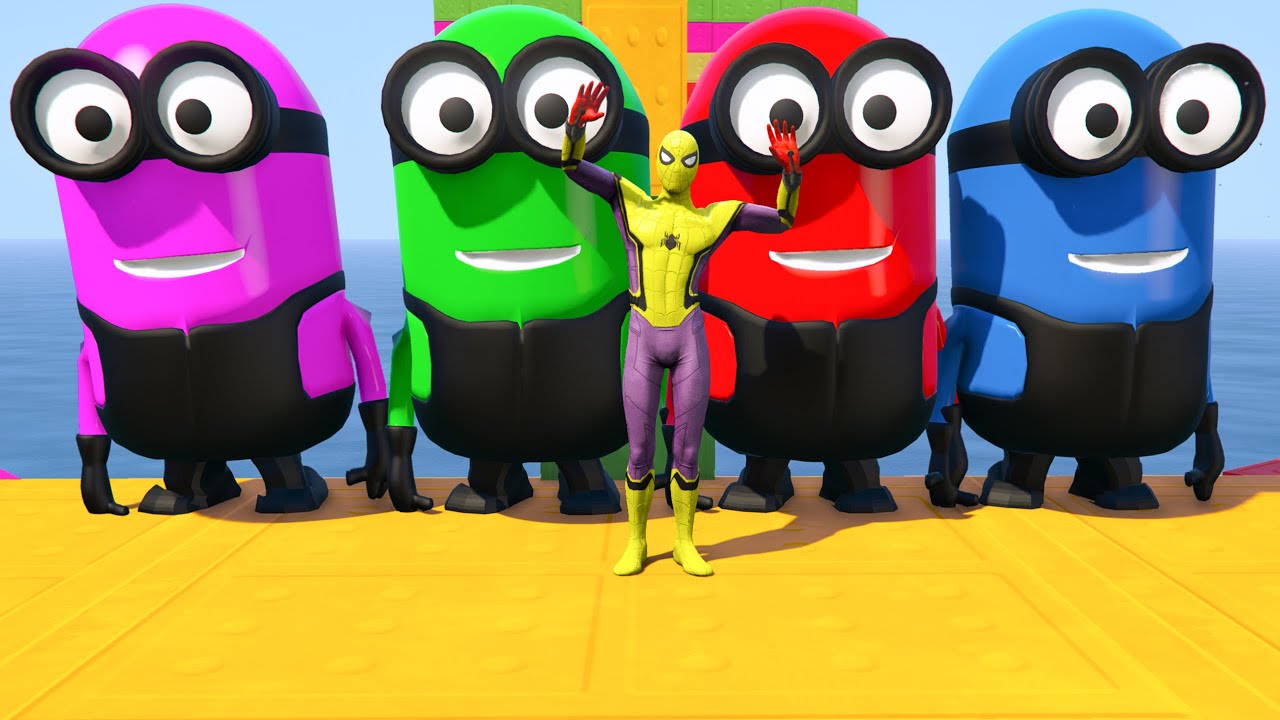 GTA 5 Epic Ragdolls | RED SPIDERMAN VS RED MINION VS GREEN MINION (Euphoria Physics/Funny Fails) #2