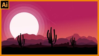 Make this beautiful Desert Scape | Adobe Illustrator CC 2020 Tutorial
