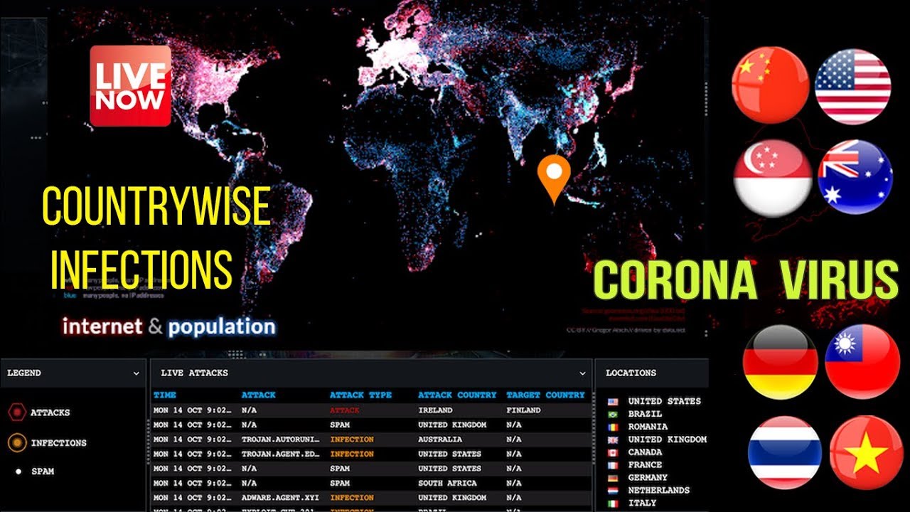 Countrywise Infections - Realtime Map - Predictions 