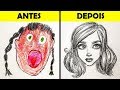 22 TRUQUES FÁCEIS DE DESENHOS PARA INICIANTES || TUTORIAIS E DICAS DE DESENHO E PINTURA