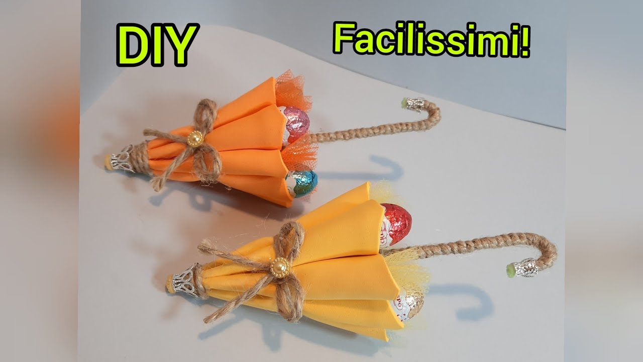 Pasqua fai-da-te:Ombrellino porta cioccolatini in gomma Eva 🌂Декоративный зонтик своими руками!