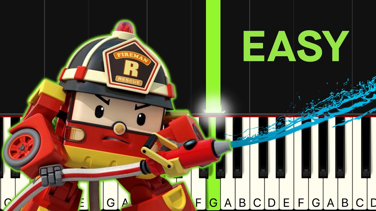 Fire Safety with Roy Sing Along Robocar Poli EASY Piano Tutorial