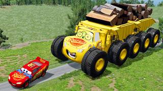 Giant LOGS DUMP TRUCK McQueen Eater VS Cars Lightning McQueen Escape Monster Beamng.Drive screenshot 5