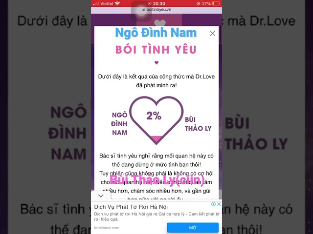 Bói tình yêu|Ngô Đình Nam Và Bùi Thảo Ly( Ciin )|DevillKen class=