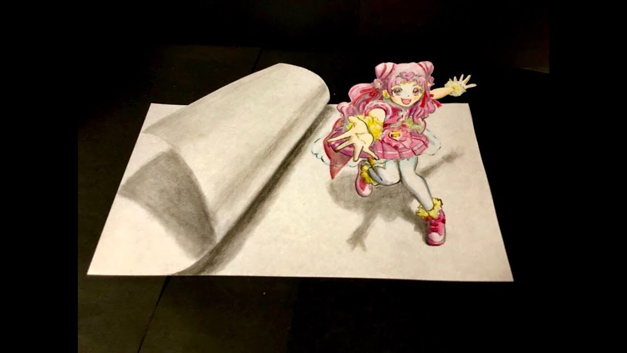 HUGっと!プリキュアで色鉛筆画立体的に見えるトリックアート！☆HUGTTO