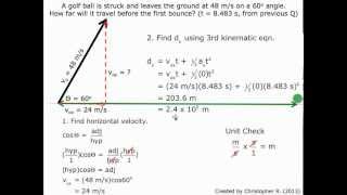 Finding the horizontal distance in Type 2 projectile problem