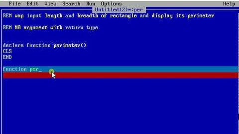 Qbasic Program to find the perimeter of rectangle using, No Argument with return type