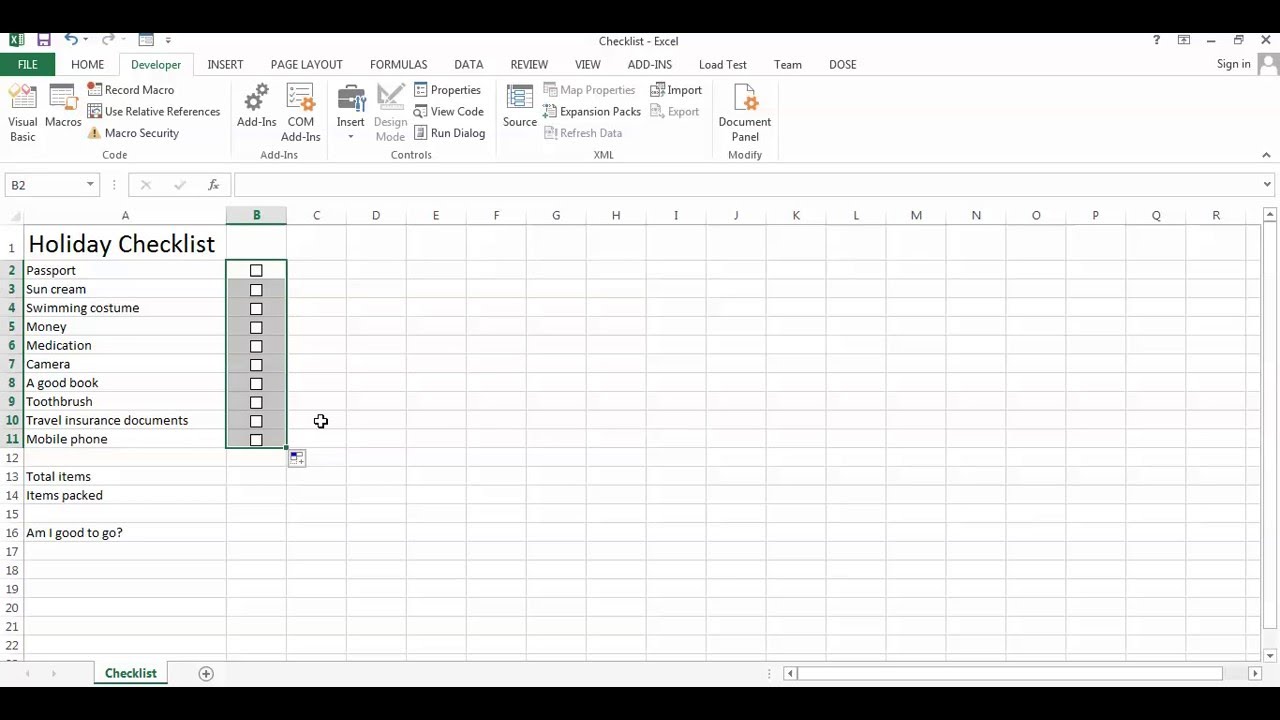 How To Make A Checklist Form In Excel - Printable Templates Free