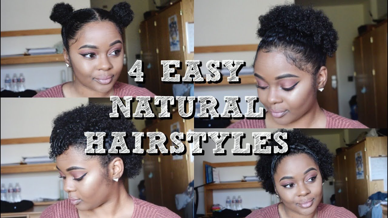 4 Easy Natural Hairstyles | TWA Style - YouTube