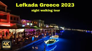 GREECE LEFKADA CITY 2023 NIGHT WALKING TOUR 4K STREET AMBIENCE