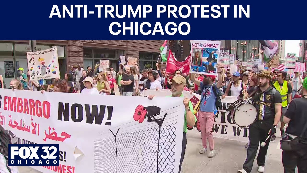 Anti-Trump protest in downtown Chicago on Fourth of July