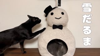 【雪だるま】この季節にピッタリなネコのお家編みました