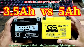 AKI 3.5A vs 5A, YUASA YTZ5S vs GS GOLD GTZ5S PICOM LODOYO Blitar