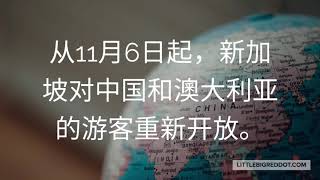 从11月6日起，新加坡对中国和澳大利亚的游客重新开放。