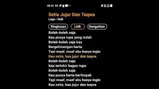 wali- sejuta(setia, jujur dan taqwa)