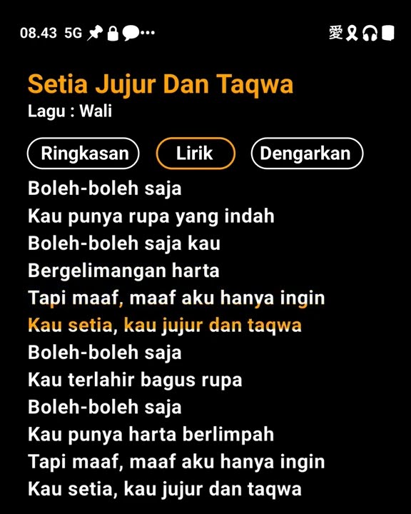 wali- sejuta(setia, jujur dan taqwa)