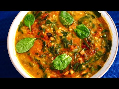 GARLIC SPINACH RED LENTIL CURRYEASY amp DELICIOUS  Dal Palak Recipe   