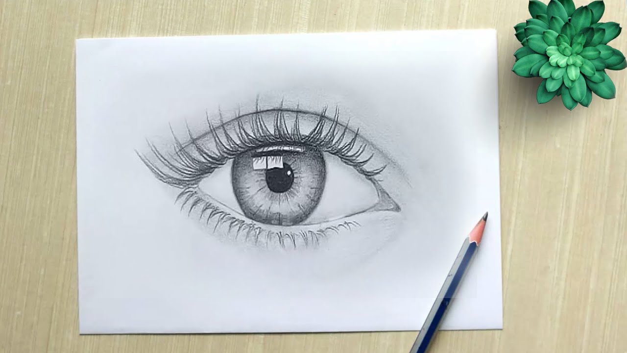 Easy way to draw a realistic eye for Beginners step by step Using only 1  pencil  YouTube