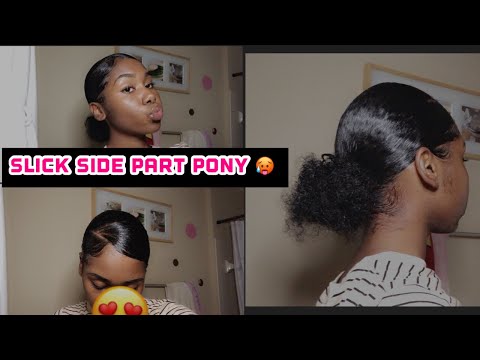bomb-slick-side-part-ponytail🥵-(on-thick-natural-hair)