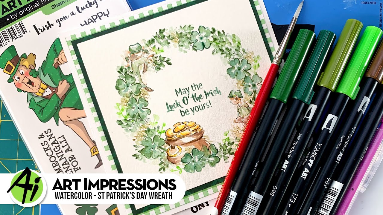 Ai Watercolor - St. Patricks Day Wreath by Kendra Krebs - YouTube