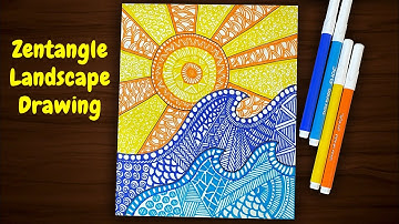 How to draw Zentangle Pattern Landscape Drawing | Landscape Drawing Zentangle | Shylin’s Sketchbook