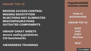 impatientCISO Episode0023 - OWASP Top 10