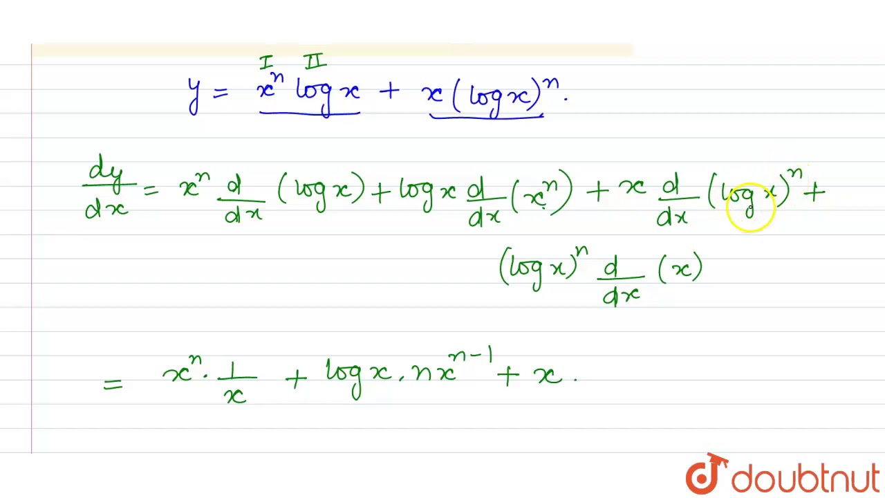 If `y=x^(n)logx+x(logx)^(n)," then "(dy)/(dx)` is equal to