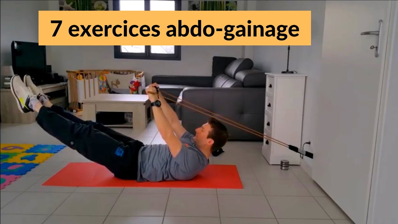 7 exercices ABDO-GAINAGE avec ELASTIQUE - YouTube