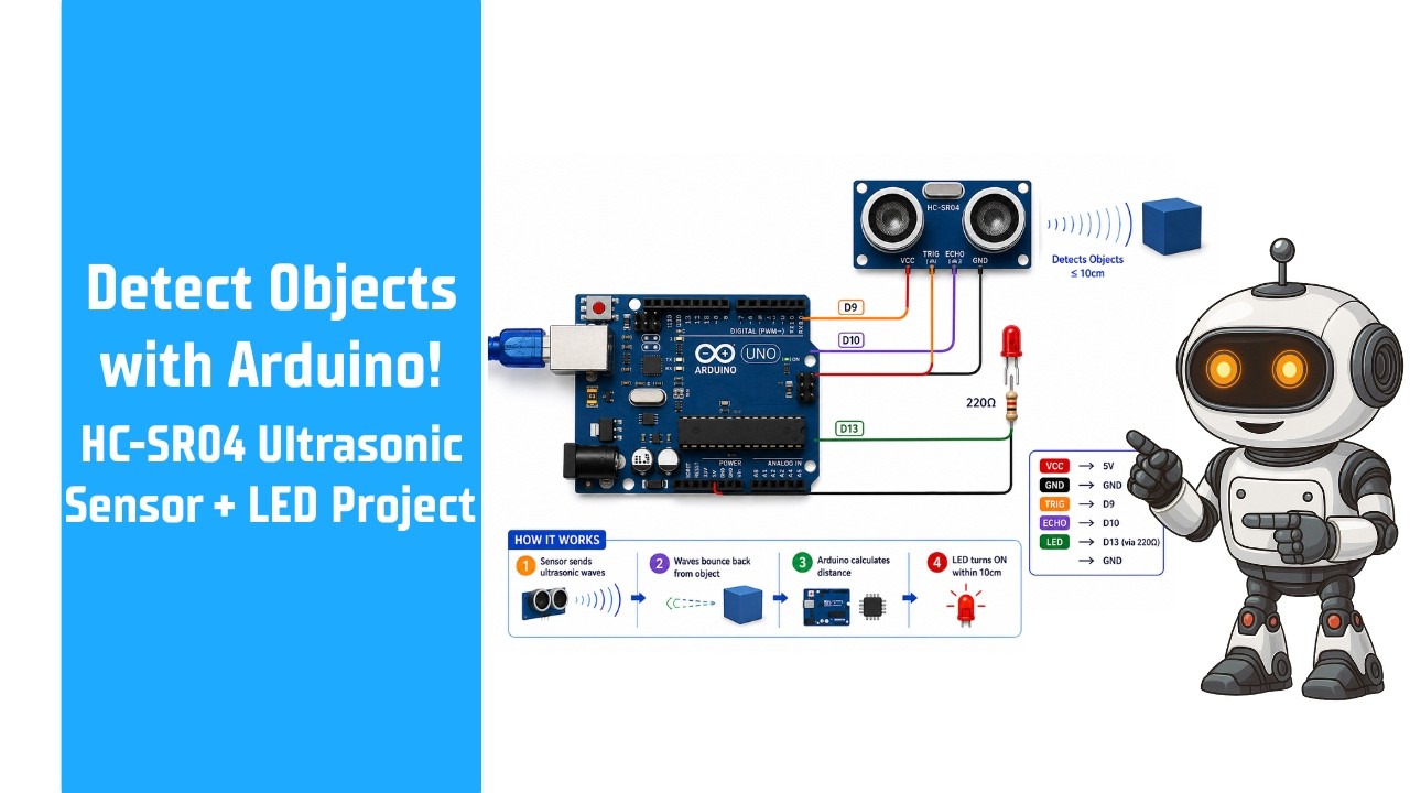 Detect Objects with Arduino! | HC-SR04 Ultrasonic Sensor + LED Project ...