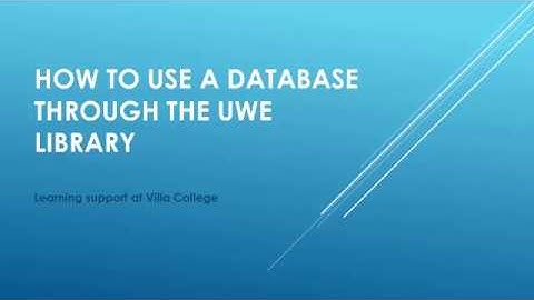 Search databases through the UWE library