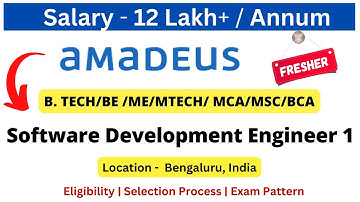 Amadeus Off Campus Drive for Freshers | SDE 1 | Salary 12 LPA+ #freshersjobs #hiring