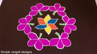 Latest Colourful Flower Rangoli Designs | 9 5 Dots Daily Kolam Designs