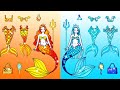 कागज की गुड़िया ड्रेस अप | Ice And Fire Mermaid Princess Dress Up | Woa Dolls Hindi