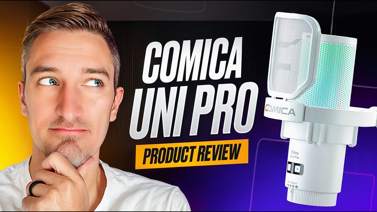 Comica EJoy Uni (A) USB-microfoon wit voor computer en smartphone, 48 kHz/24 bit RGB cardioïde condensator voor podcast, streaming, opname, muziek maken, met arm