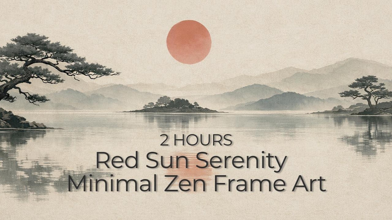 2 HOURS | Red Sun Serenity — Minimal Zen Frame Art + Relaxing Music