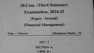M.COM THIRD SEMESTER PAPER 2 FINANCIAL MANAGEMENT| KUMAUN UNIVERSITY NAINITAL #mcom #exam #study #me