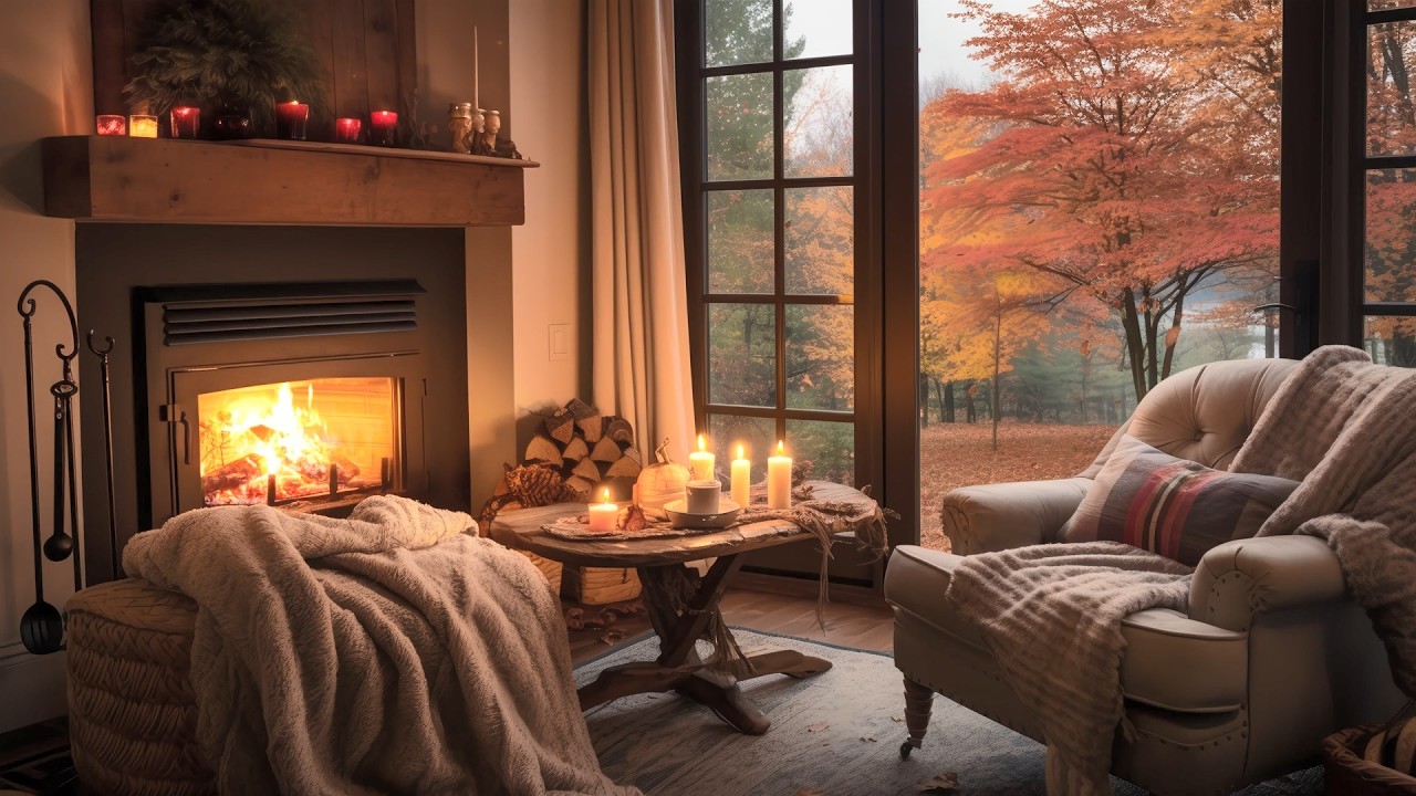 Cozy Autumn Fireplace 🍂🔥 Relaxing Cabin Ambience for Sleep & Relaxation