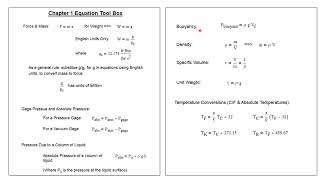 Chapter 1 Tool Box (Summary of Useful Equations) -- Engineering Thermodynamics 8/107
