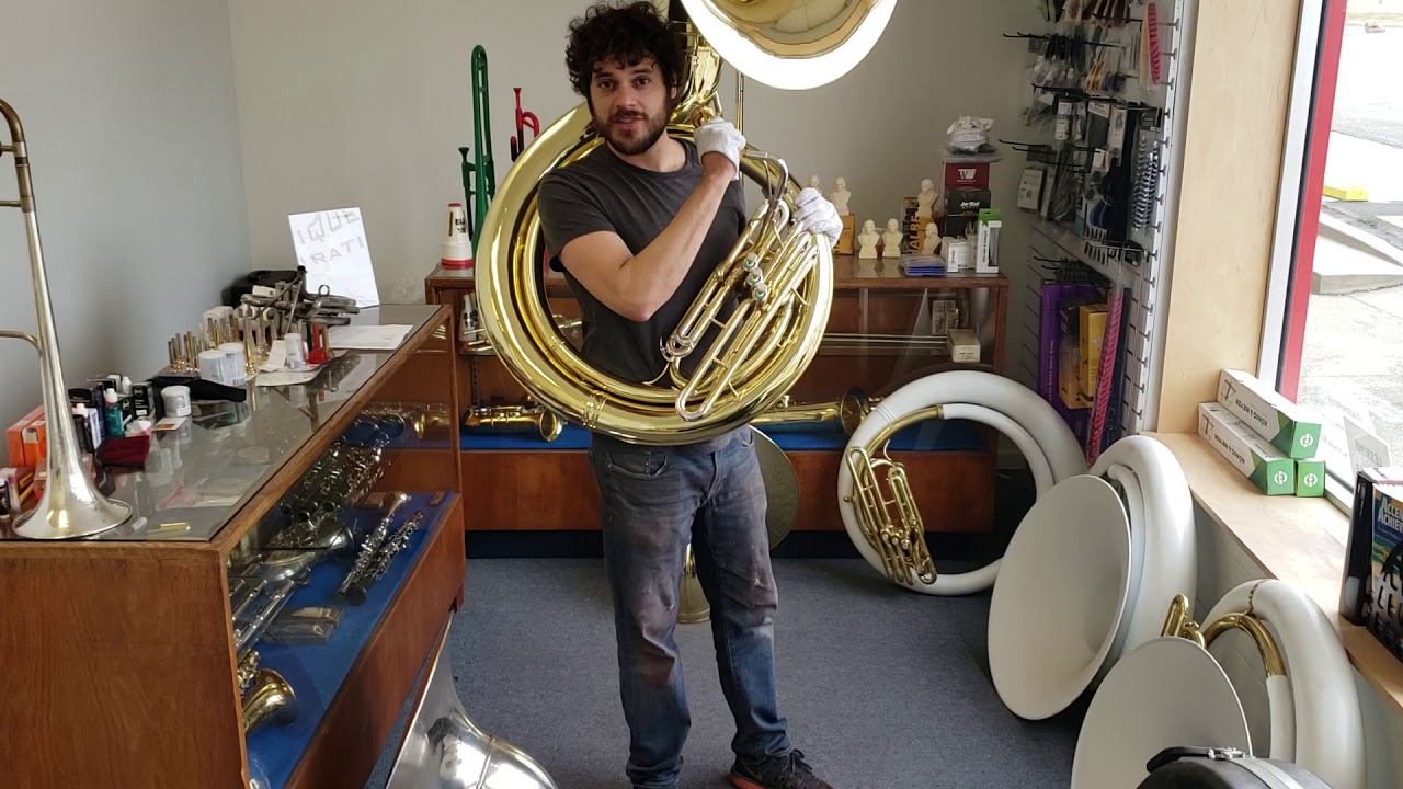 Vintage H.N. White King sousaphone, lacquered brass, original