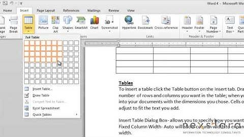 MSC Moodle Word 2010 - Pages and Tables
