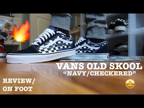 vans checker flame old skool navy & true white shoes