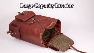 Anuent 20 Vintage Leather Backpack For Men And Women - Dark Brown Laptop And Travel Bag - Large