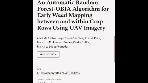 An Automatic Random Forest-OBIA Algorithm for Early Weed Mapping between and within C... | RTCL.TV