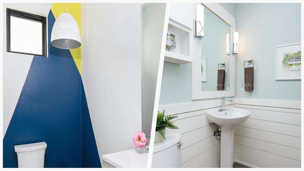 75 White Concrete Floor Powder Room Design ☆ - YouTube