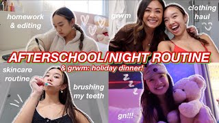 AFTERSCHOOL\/NIGHT ROUTINE \& GRWM: HOLIDAY DINNER | Vlogmas Day 6!