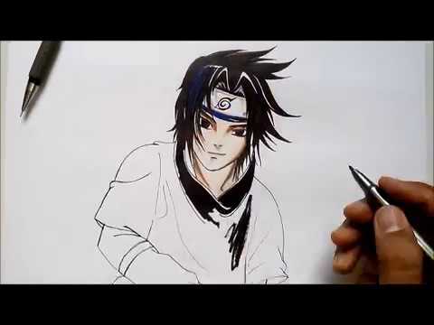 HOW TO DRAW SASUKE UCHIHA FROM NARUTO /// COMO DESENHAR O SASUKE