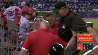 WSH@MIA: Umpire Layne leaves the game with an injury