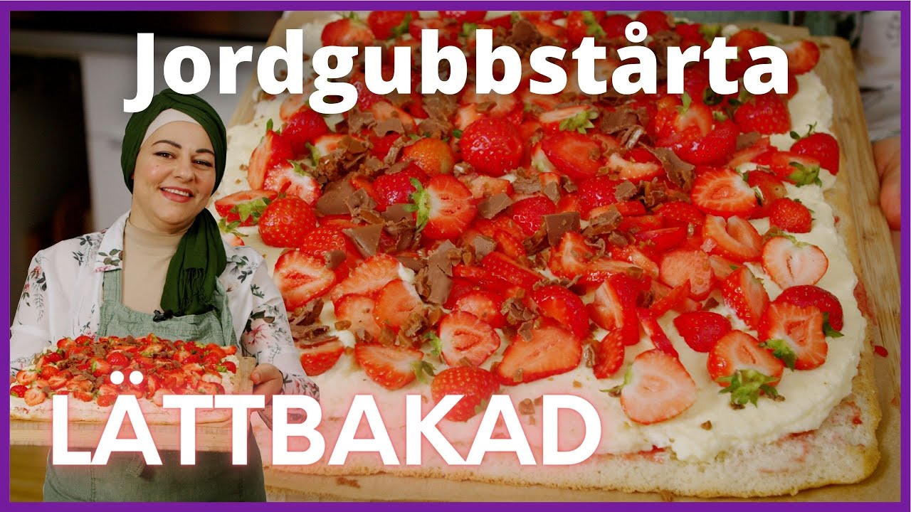 Jordgubbstårta i långpanna med Zeina Mourtada