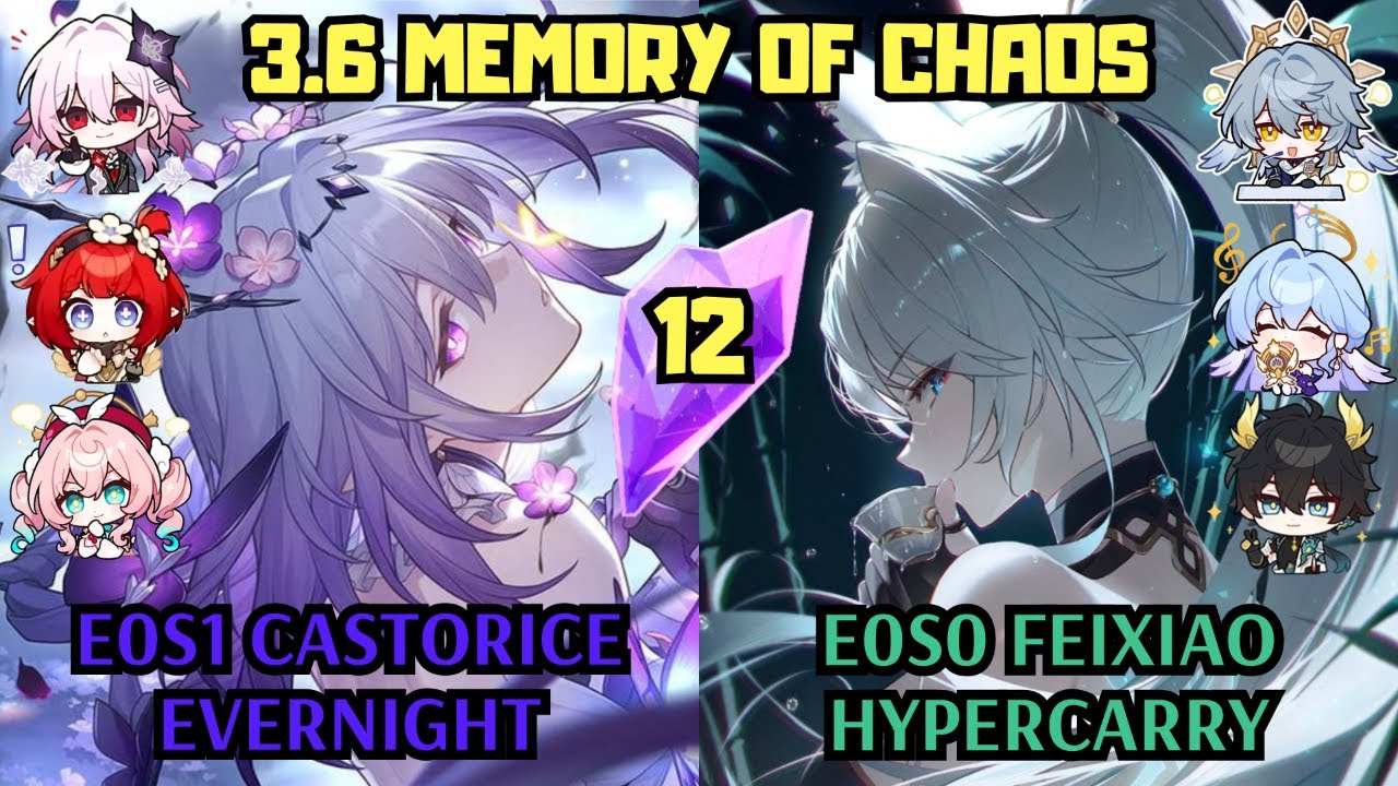 E0 Castorice Evernight & E0 Feixiao Hypercarry | 3.6 Memory of Chaos 12 |  Honkai Star Rail