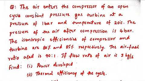 Problem 2 on Gas Turbines, Thermal Engineering, Thermodynamics